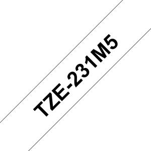 Tape Tze-231 12mm Lami Black On White 5pk
